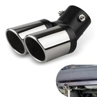 Car Exhaust Tips  Dual Outlet Bending Muffler Exhaust  1 Pc Silver black