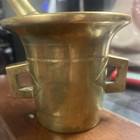 Antique Heavy Solid Brass Mortar And Pestle Large Pharmacy Apothecary