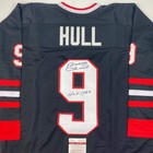 Autographed signed Bobby Hull Hof 1983 Chicago Black Hockey Jersey Jsa Coa