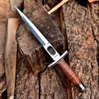 Custom Made Forged Steel Double Edge Blade Dagger Knife Leather Stacked Handle