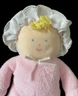 Vtg Eden Pink Baby Doll Terry Cloth Plush Lace Bonnet Blonde Lovey Stuffed Toy