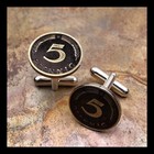New Cufflinks Vintage World      Foreign Euro Coin 5 Pfennig Q38