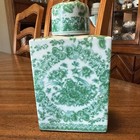 Vintage Floral Porcelain Chinoiserie Green White Ginger Jar Decor Bath Salts 7 5