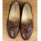 Vintage Mens Alfani Tassel Loafers Size 10 90s Brown Leather Slip On Shoes