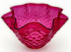 Cranberry Hobnail Glass Lamp Shade Banquet Oil Kerosene 4  Rim Victorian Antique