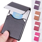 Pu Leather Pocket Card Holder Metal Business Id Credit Card Holder Case Wallet  
