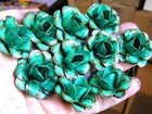 Ten Green Metal Art Roses  Flowers For Crafts  Jewelry  Accents