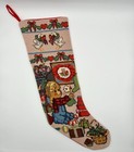 Vintage Girl   Kitten Needlepoint Christmas Stocking With Gifts  Geese     23 In
