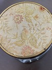 Vtg Art Deco Powder Jar Vanity Trinket Box Floral Patterned Lid Ribbed Glass