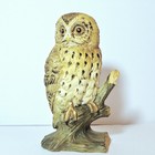 Vintage Handpainted Porcelain Owl On Branch Figurine  5 Inch - Made In Japan