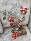 Vintage Jade Bonsai Tree W  Copper Wire  Seashells    Jasper Base Folk Art Piece