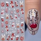 Christmas 5d Nail Stickers Decals Deer Penguin Embossed Nail Art Style7