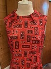 Vintage 1970s Sleeveless Dress Shift Bandana Print B 40
