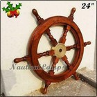 24  Ship Wheel Pirate Wooden Brass Hub Handcrafted Wooden Ship Wheel Wall Decor