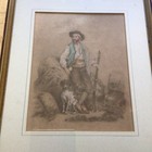 Old Vintage Antique Framed Coloured Illustration Pencil Drawing - Initialled