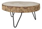 Unfinished Natural Wood Bark Round Slice With Metal Legs Pedestal Stand 9 d