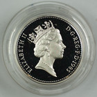 1985 Great Britain United Kingdom -   1 Pound - Welsh Leek - 1 3 Oz Proof Silver