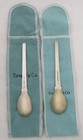 Wonderful Pair Tiffany   Co Sterling Silver Niello Enamel Coffee Spoons 