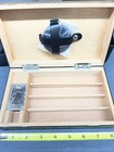 Playboy Cigar Box Humidor Black Leather Genuine Cedar  Cutter Included      Nos   
