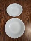 Vintage White Milk Glass Swirl Scallop Design 1950 s Lot Of 2 Cool Design