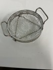 Vintage 1950s English Silver-plated W plate Glass Insert Wine Bottle Coaster