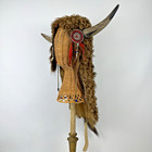Antique Native American Buffalo Horn Headdress War Bonnet Coyote Tail Blackfoot