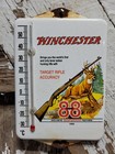Vintage Winchester Porcelain Sign Metal Thermometer Gun Rifle Hunting Ammunition