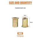 100pcs M8 Rivet Nuts Metric Zinc Plated Rivet Nut Carbon Steel Rivet Nut Flat He