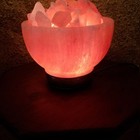 Pink Salt Lamp Himalayan With Natural Salt Chunks  H   3 75    Diam  6