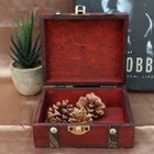 Wood Suitcase Chest Wooden Treasure Box Lock Key Vintage Jewelry Box
