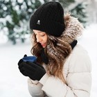 Winter Beanie Hat Scarf Gloves Set For Men Women For Cold Weather Black
