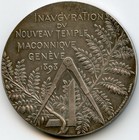 Switzerland Silver Medal 1898 Geneva New Masonic Temple  Hantz 37mm 24 6g