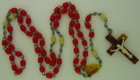 Vintage Rosary Red Beads Mitchel s Genuine Irish Rosary Ireland Light In Weight