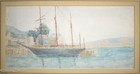 Beautiful Antique English Watercolor Docked Ship Cornwall  Newlyn School Of Art