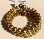 Vintage Gold Tone Cluster Bead Clip On Earrings And Wrap Bracelet Set