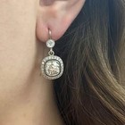 Art Deco Old Mine Cut Lab Created Diamond Wedding Bridal 925 Silver Earrings