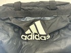 Adidas Black Duffel Bag Gym Training Travel Sports White Logo Zip Pockets  flaw 