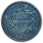 1833 Toning Classic Head Half Cent Almost Uncirculated Au Coin  19047