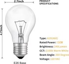 Junfmly A19 150 Watt Light Bulbs  150 Watt Incandescent Bulb A19  White