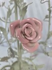 Italian Tole Ware Cream W pink Ceramic Roses 3 Light Chandelier Ceiling Fixture 