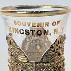 Kingston Ny New York Antique Souvenir Glass Trinket Clear Gold Cup Goblet