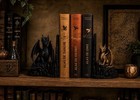 Dragon Fantasy Resin Bookends Set  Black   Gold  2-pack
