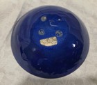 Vintage Enamel On Copper Bowl Blue Green Abstract Floral Mid Century Studio Art