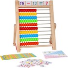 Preschool Math Learning Toy 10-row Wooden Frame Abacus With Multi-color Beads   