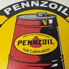 Vintage Pennzoil Porcelain Sign - Motor Oil Drum Can Lubrication Porcelain Sign