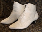 Studio 6 White Satin Lace Up Victorian Granny Bridal Western Ankle Boot 11m