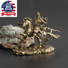 Creative Brass Chinese God Of Wealth Riding Horse Guan Gong Statue Home Decorati