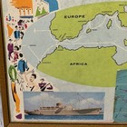 Vintage Mediterranean Wood Framed 10x21 Paper Map Stix Baer Fuller Wall Art