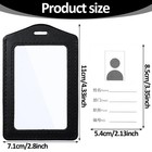 2pcs Leather Id Badge Holders Vertical Double Sided Clear Card Holder For Office