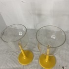 Set Of 2 Vintage Ingrid Yellow Long Stemmed Plastic Wine Glass Retro Rare